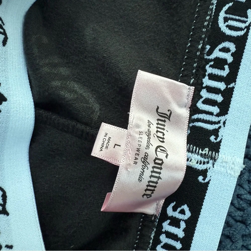 Juicy Couture Sleepwear Shorts Womens L Black Velour Monogram Y2K Lounge Wear JC